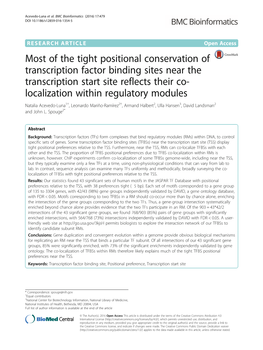 Most of the Tight Positional Conservation of Transcription Factor