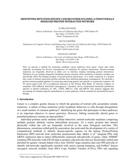 Identifying Mutation Specific Cancer Pathways Using a Structurally Resolved Protein Interaction Network
