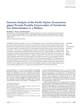 Genomic Analysis of the Pacific Oyster (Crassostrea Gigas) Reveals