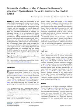 Dramatic Decline of the Vulnerable Reeves's Pheasant Syrmaticus Reevesii, Endemic to Central China