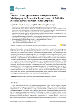 Clinical Use of Quantitative Analysis of Bone Scintigraphy to Assess the Involvement of Arthritis Diseases in Patients with Joint Symptoms