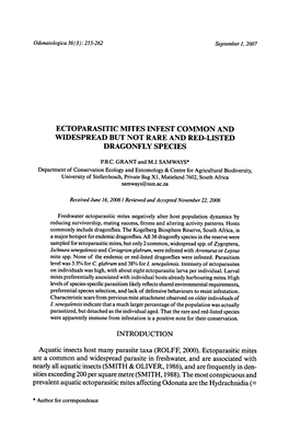 Aquatic Insects Parasite Taxa