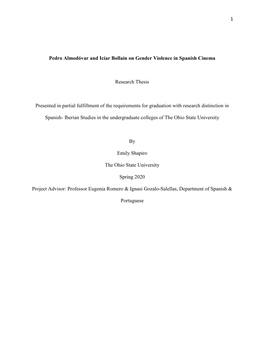 1 Pedro Almodóvar and Icíar Bollaín on Gender Violence in Spanish