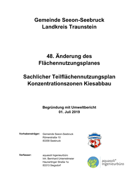 Gemeinde Seeon-Seebruck Landkreis Traunstein 48. Änderung Des