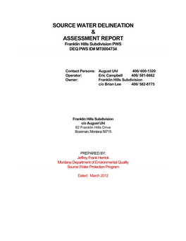 Source Water Delineation & Assessment Report