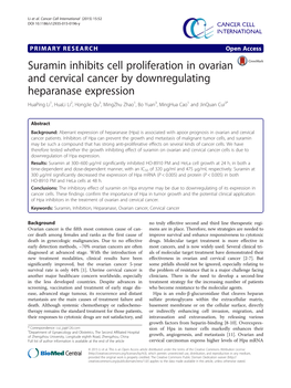 Suramin Inhibits Cell Proliferation in Ovarian and Cervical Cancer By