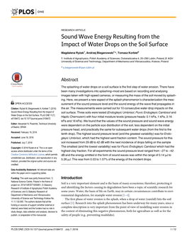 Sound Wave Energy Resulting from the Impact of Water Drops on the Soil Surface