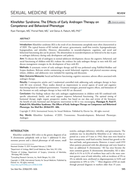 Klinefelter Syndrome. the Effects of Early Androgen Therapy on Competence and Behavioral Phenotype