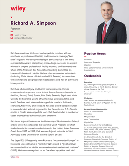 Richard A. Simpson Partner − � 202.719.7314 � Rsimpson@Wiley.Law
