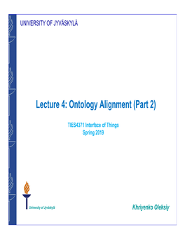 Lecture 4: Ontology Alignment (Part 2)