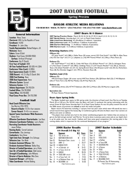 2007 BAYLOR FOOTBALL Spring Preview