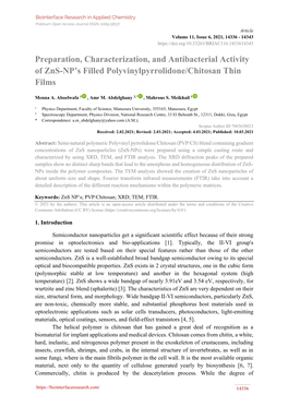 Preparation, Characterization, and Antibacterial Activity of Zns-NP's