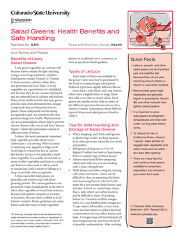 Health Benefits and Safe Handling of Salad Greens