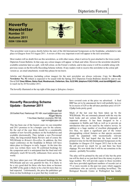 Hoverfly Newsletter Number 51 Autumn 2011