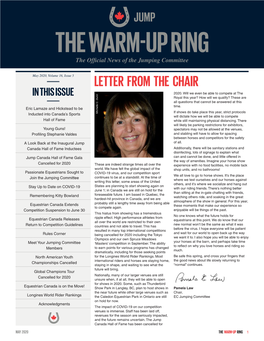 Letter from the Chair in This Issue 2020
