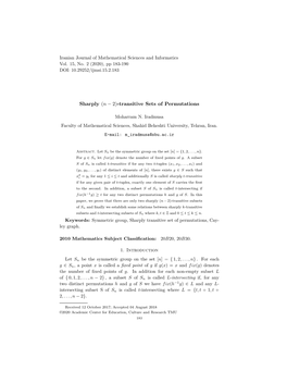 Sharply (N − 2)-Transitive Sets of Permutations