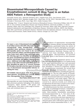 Disseminated Microsporidiosis Caused By