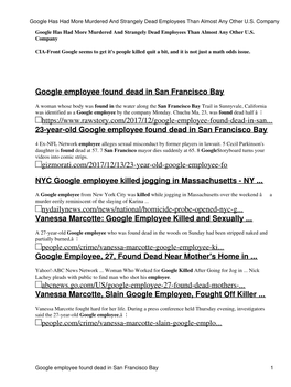 Google Has Had More Murdered and Strangely Dead Employees Than Almost Any Other U.S