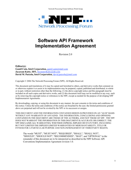 Software API Framework Implementation Agreement