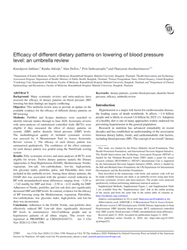 Efficacy of Different Dietary Patterns on Lowering of Blood Pressure Level: an Umbrella Review