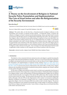 A Theory on the Involvement of Religion in National Security Policy