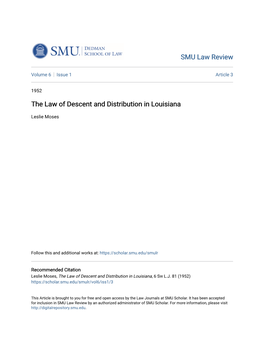 The Law of Descent and Distribution in Louisiana