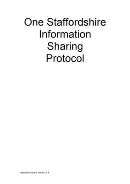 One Staffordshire Information Sharing Protocol