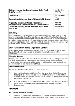 Expansion of Crawley Down Village C of E School Part I