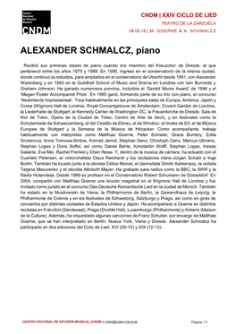 ALEXANDER SCHMALCZ, Piano