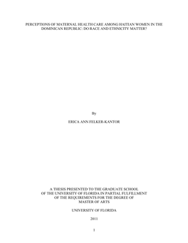 Perceptions of Maternal Health Care Among Haitian Women in the Dominican Republic: Do Race and Ethnicity Matter?