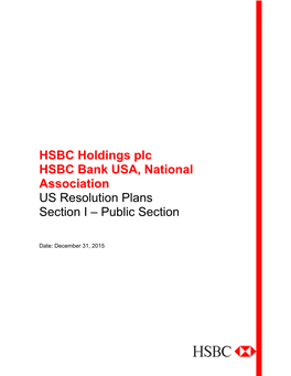 HSBC Holdings Plc HSBC Bank USA, National Association US Resolution Plans Section I – Public Section