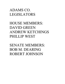 Adams Co. Legislators House Members