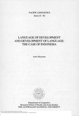 Language Development and Development of Language: the Case of Indonesia