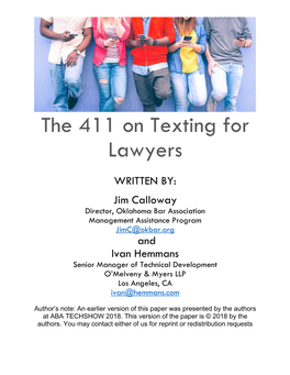 The 411 on Texting for Lawyers