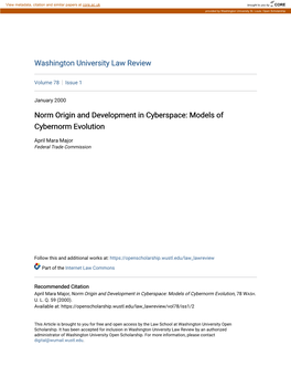 Norm Origin and Development in Cyberspace: Models of Cybernorm Evolution