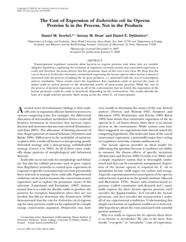 The Cost of Expression of Escherichia Coli Lac Operon Proteins Is in the Process, Not in the Products