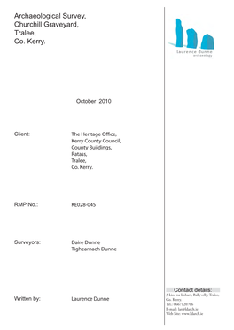 Archaeological Survey, Churchill Graveyard, Tralee, Co. Kerry