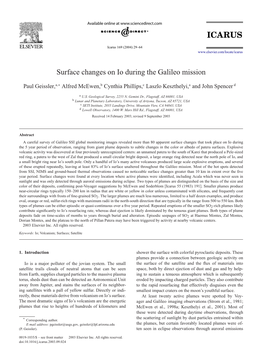 Surface Changes on Io During the Galileo Mission