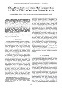 EDCA Delay Analysis of Spatial Multiplexing in IEEE 802.11-Based Wireless Sensor and Actuator Networks