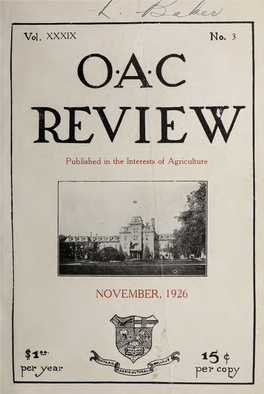 O. A. C. Review Volume 39 Issue 3, November 1926