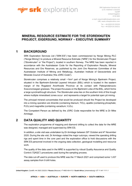 SRK Exploration Services – MINERAL RESOURCE ESTIMATE for THE