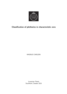 Classification of Plethories in Characteristic Zero