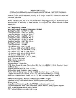 Resolution Declaring Property Surplus