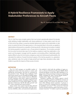 A Hybrid Resilience Framework to Apply Stakeholder Preferences to Aircraft Fleets