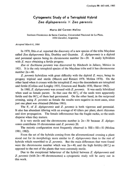 In 1979, Iltis Et Al. Reported the Discovery of a New Species of the Tribe Maydeae Called Zea Diploperennis Iltis, Doebley and Guzman