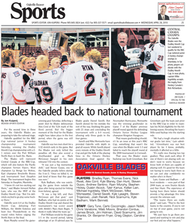 Blades Headed Back to National Tournament by Jon Kuiperij Winning Goal Saturday, Deflecting a Blades Goalie Daniel Savelli