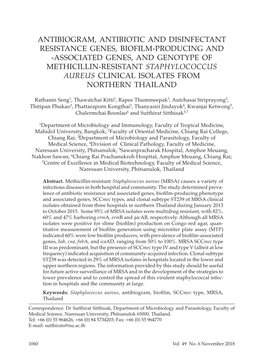 ASSOCIATED GENES, and GENOTYPE of METHICILLIN-RESISTANT STAPHYLOCOCCUS AUREUS Clinical ISOLATES from NORTHERN THAILAND
