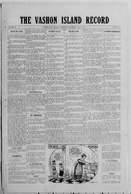 The Vashon Island Record Volume 111 Vashon, King County, Washington, Thursday, July 41, 1914 Number 41