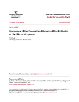 Development of Dual Reconstituted Humanized Mice for Studies of HIV-1 Neuropathogenesis