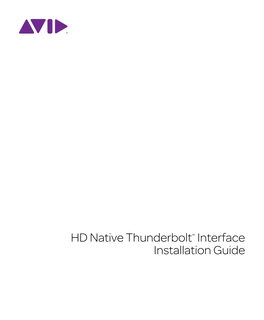 HD Native Thunderbolt Installation Guide